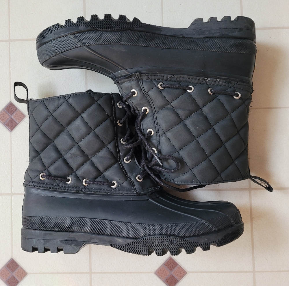 Sperry Top-Sider Gosling Quilted Duck Boots Womens 10 Black Waterproof Outdoor